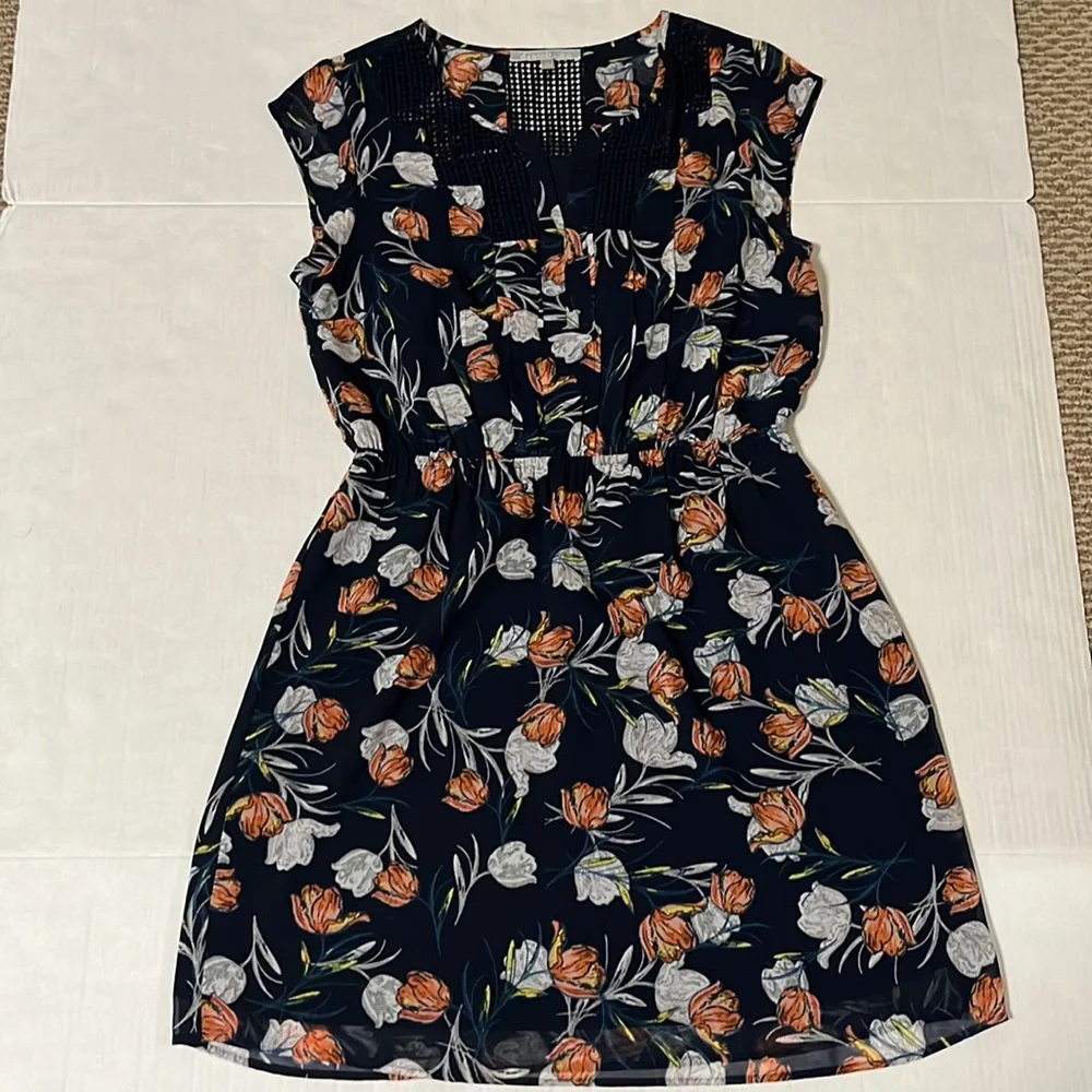 Daniel Rainn LIKE NEW Sleeveless Floral Dress Navy Blue - Picture 4 of 6